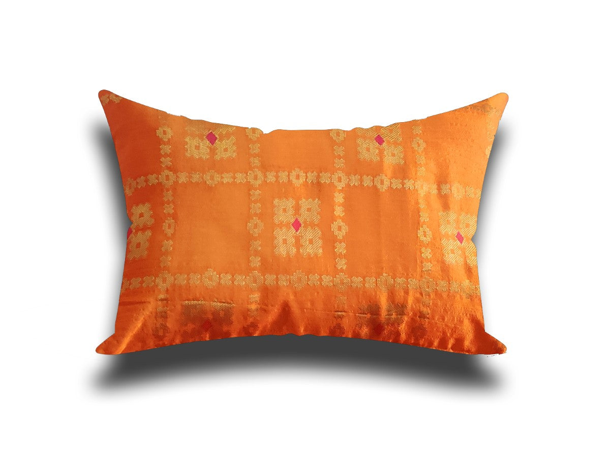 Geometric Patterned Yellow & Gold Cushion Cover