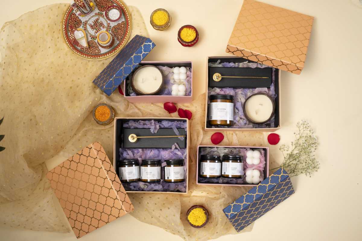 Diwali Hamper | Coconut Shell & Glass Jar Candle & Snuffer | 100% Handcrafted