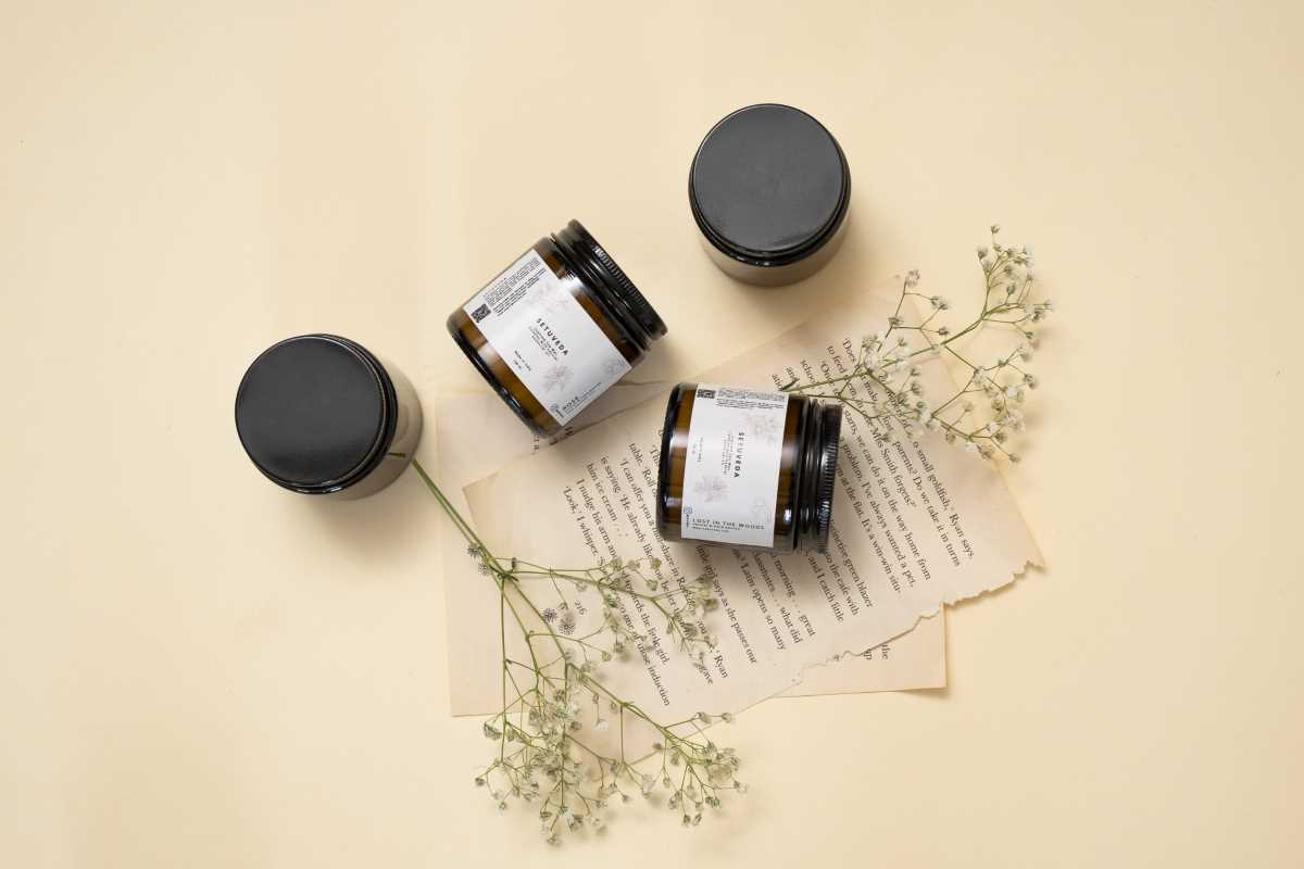Amber Glass Jar Candles | 100% Handcrafted | Pack of 2