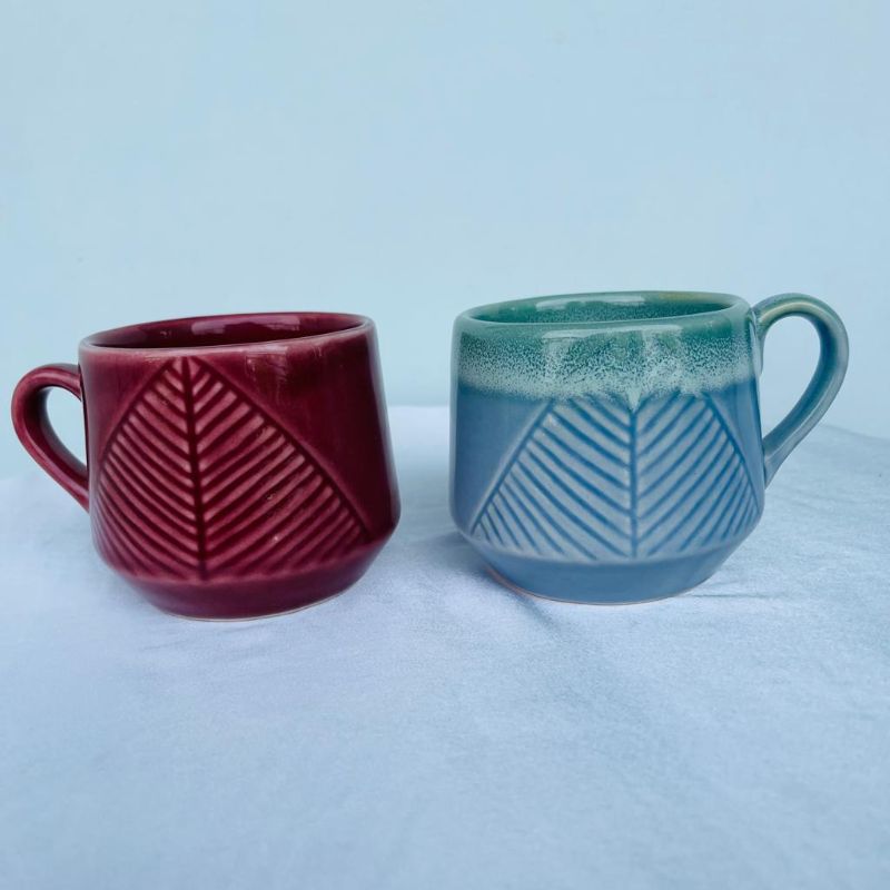 Leaf Embossed Tea Cups