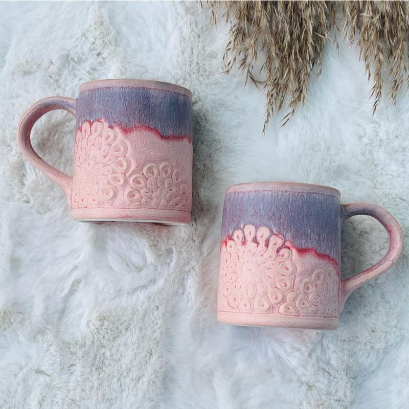 Large Flower Embossed Mugs