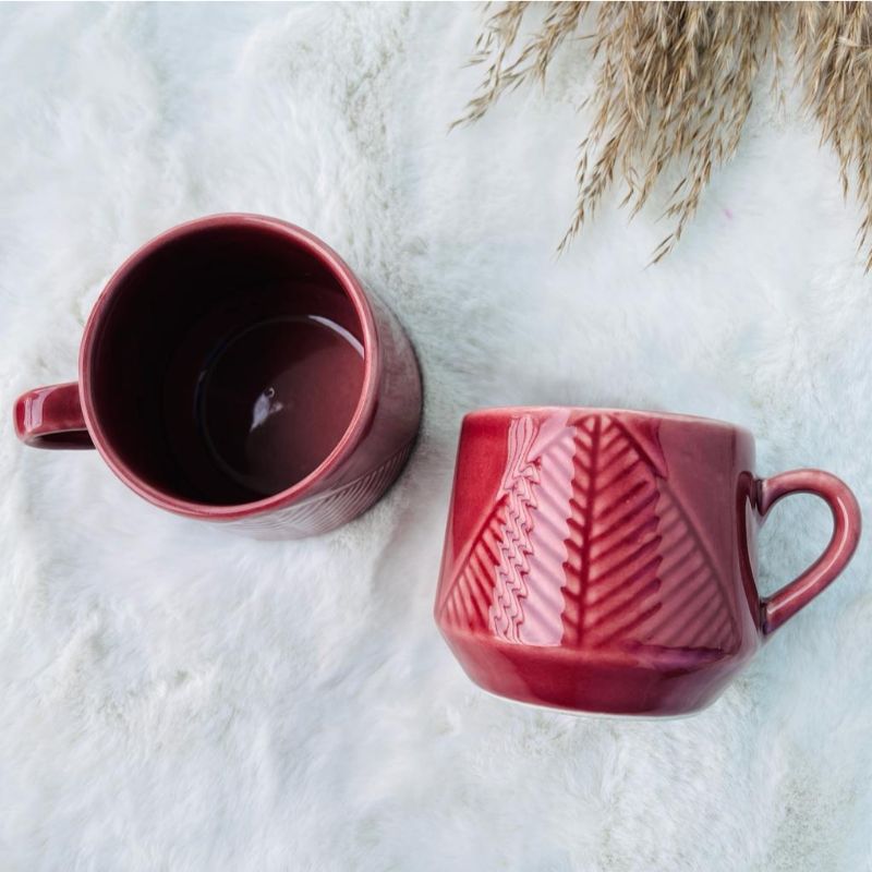 Leaf Embossed Tea Cups