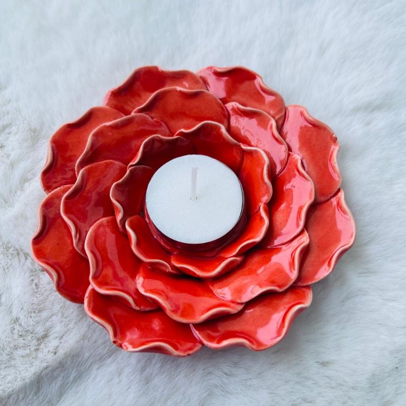 Diwali Gift Box I Ceramic Tea Light & Crystal Diya Candles