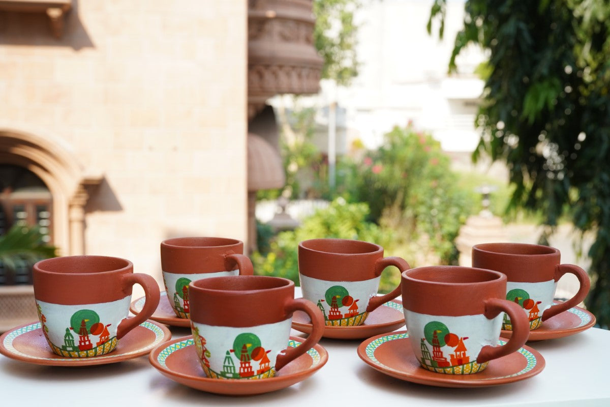 Mela Tea Cups with Saucers (Set of 6)