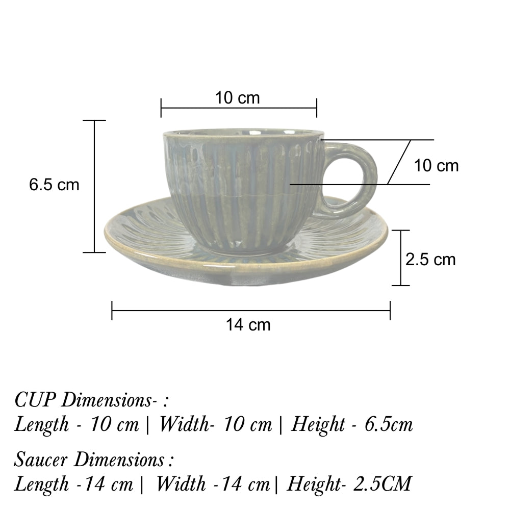 Chic Emerald Green Tea Cups with Saucers (Set of 2)