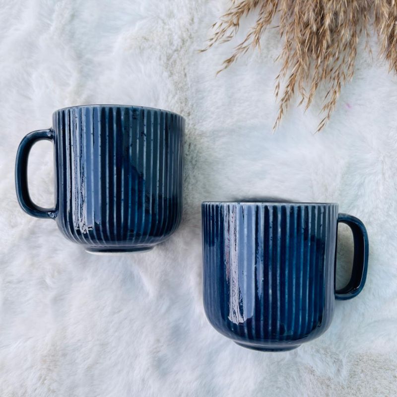 Dark Blue Lined Mugs