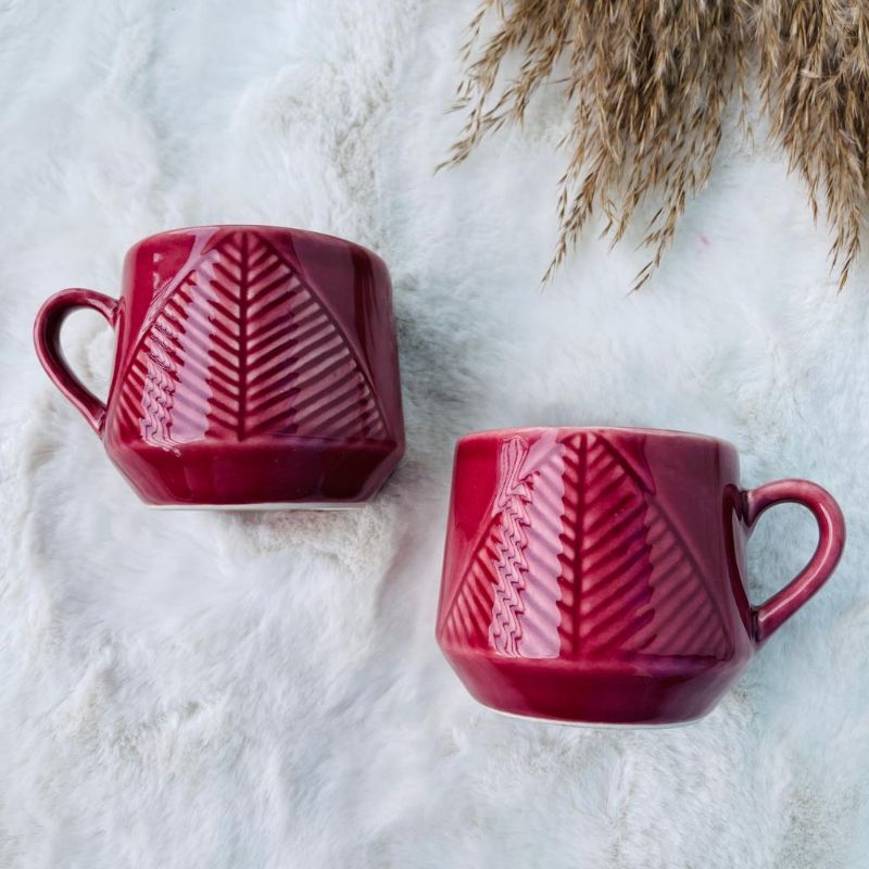 Leaf Embossed Tea Cups