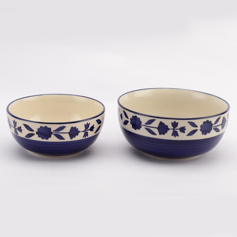Floral Blue & White Serving Bowls (Set of 2)