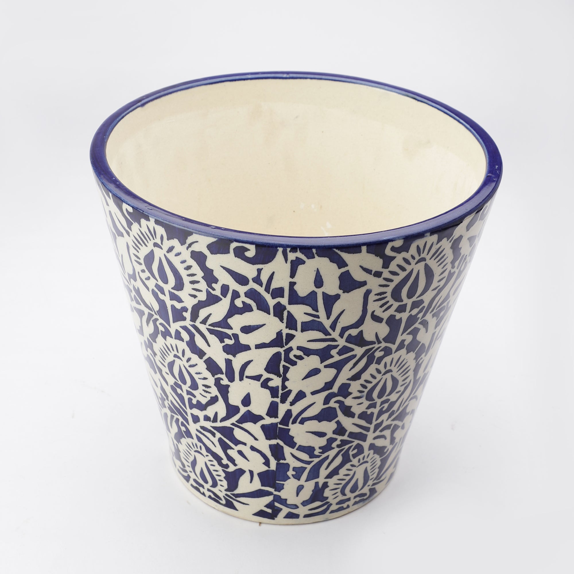 Blue And White Floral Ceramic Planter