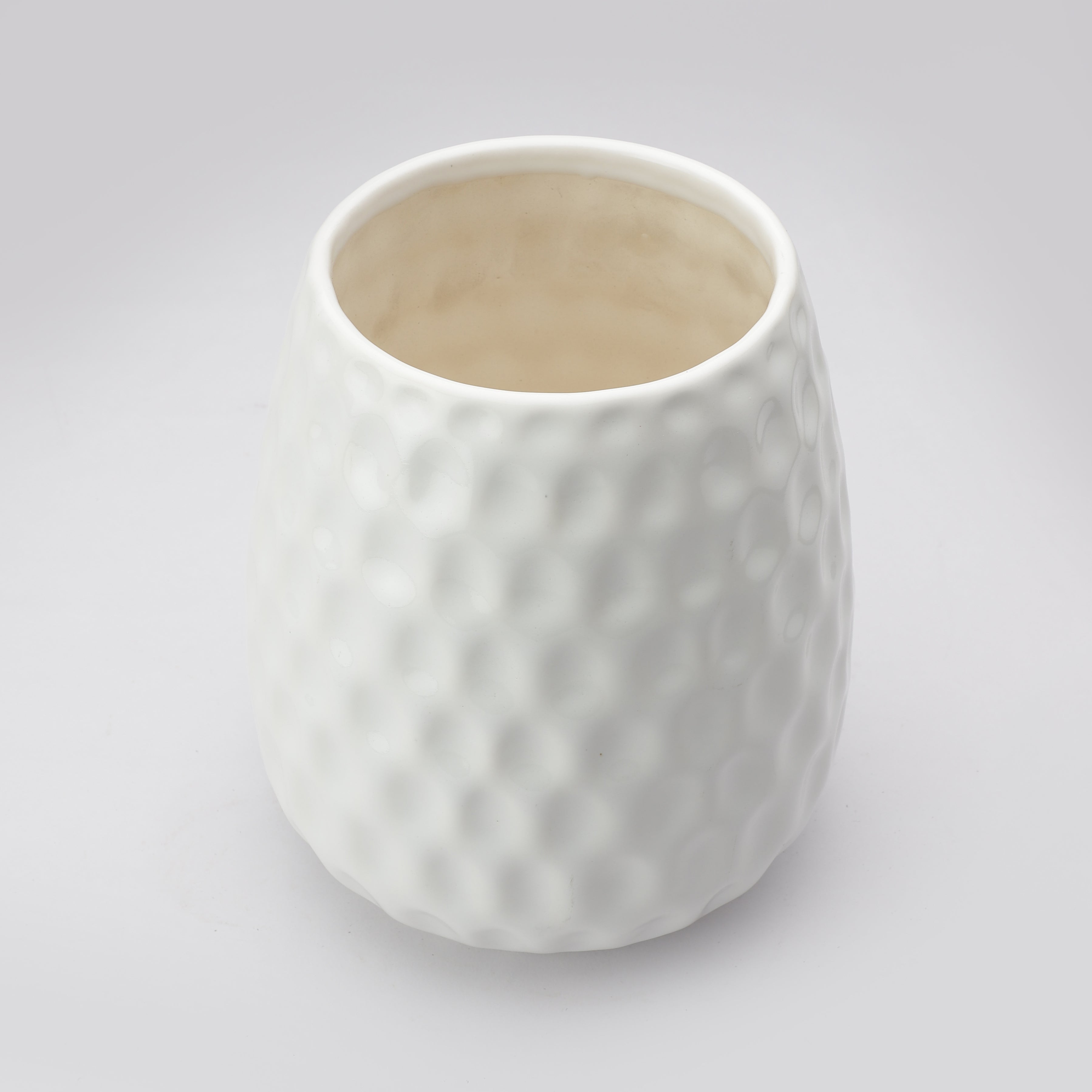 White Textured Ceramic Planter