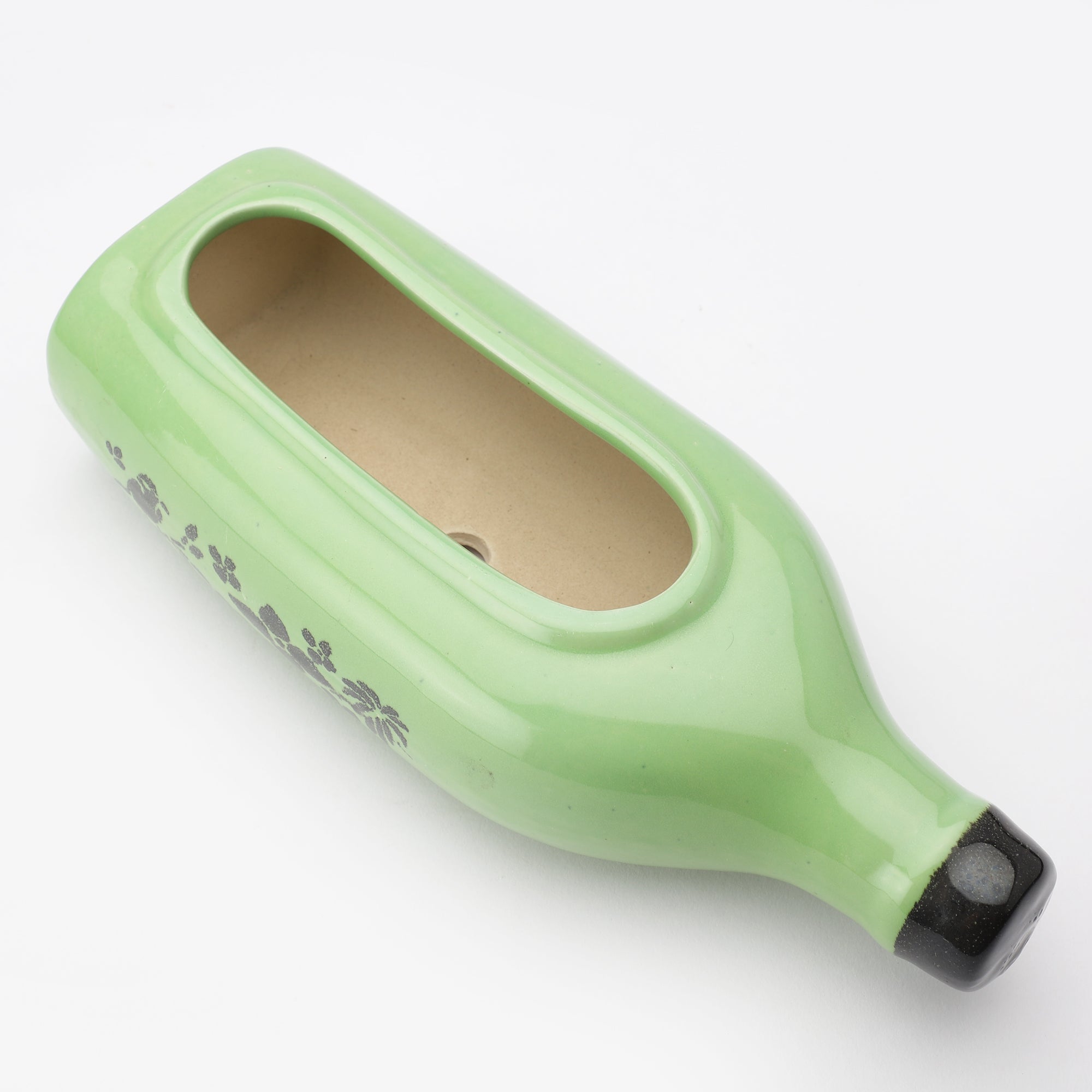 Vintage Ceramic Bottle Planter in Green