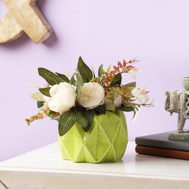 Light Green Hexagonal Ceramic Planter