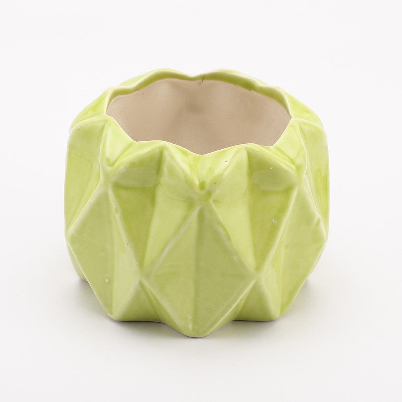 Light Green Hexagonal Ceramic Planter