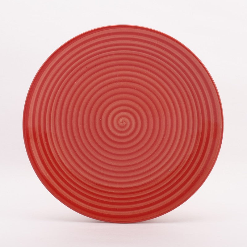 Red & Light Pink Ceramic Dinner Plates (Set of 4)