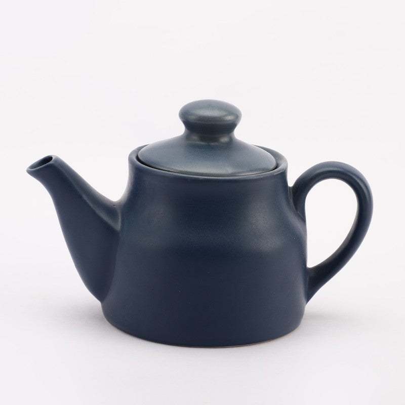 Blue Matte Tea Set with Kettle & Tray (Set of 4)