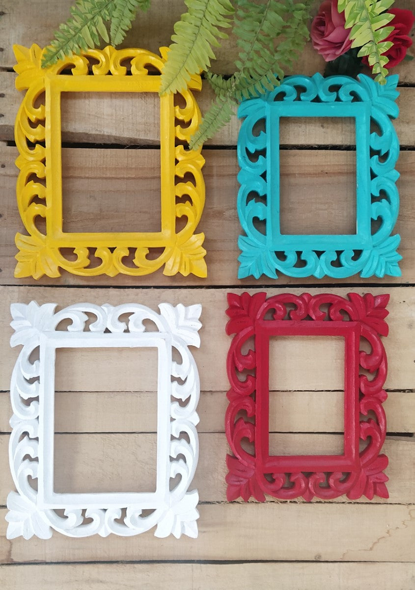 Multicolor Vibrant Wall Decorative Wooden Frame (Set of 4)