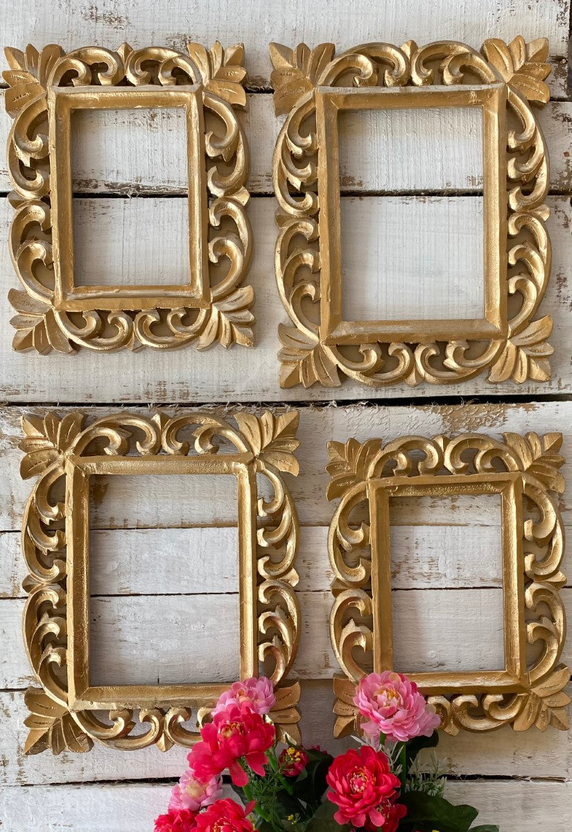Bright Golden Rectangular Wall Frame (Set of 2/4)