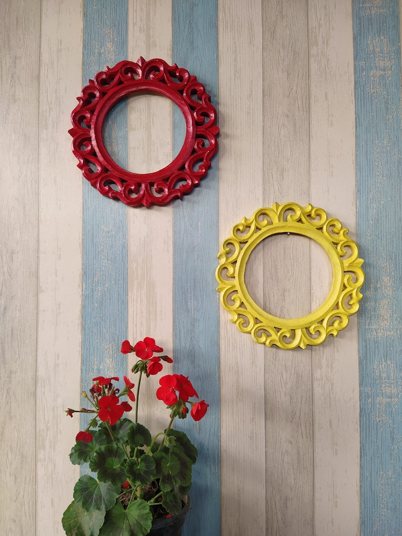 Radiant Yellow Red Round Wall Decorative Frame Set