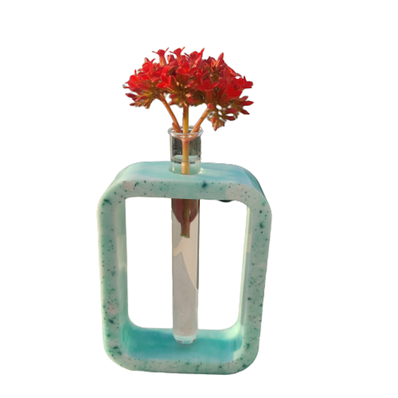 Sea Green Rectangular Resin Vase
