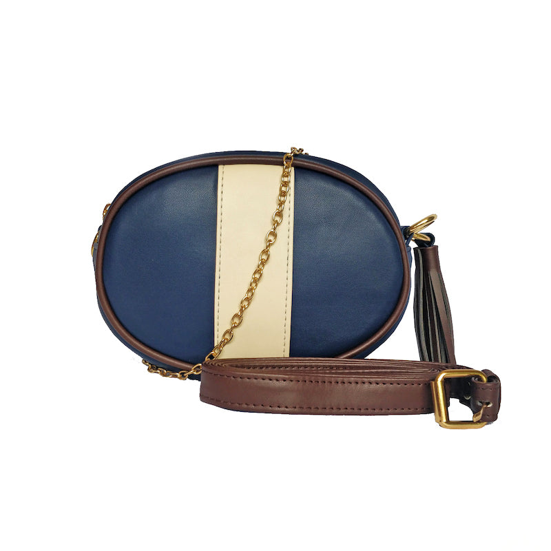 Navy Blue Tassel Belt Vegan Bag