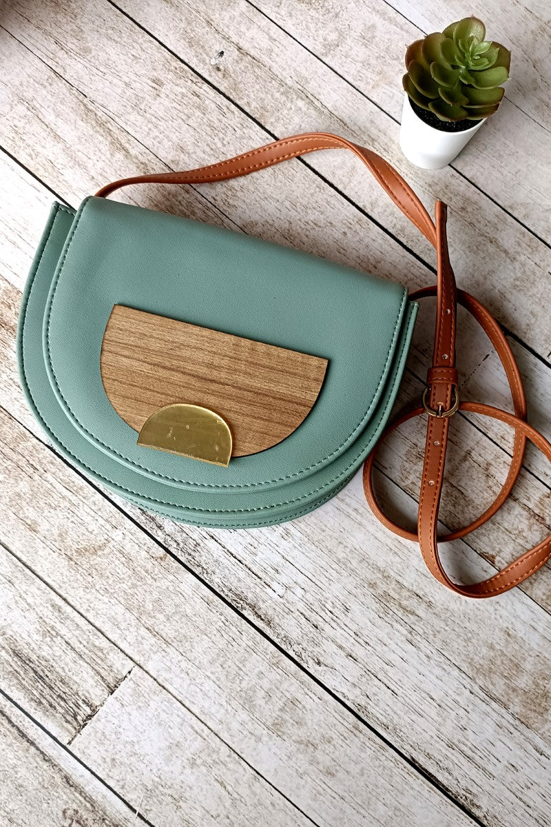Half Circle Sling Bag With Applique Detail
