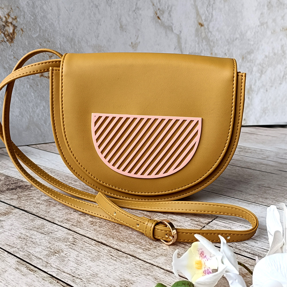 Half Circle Sling Bag With Applique Detail