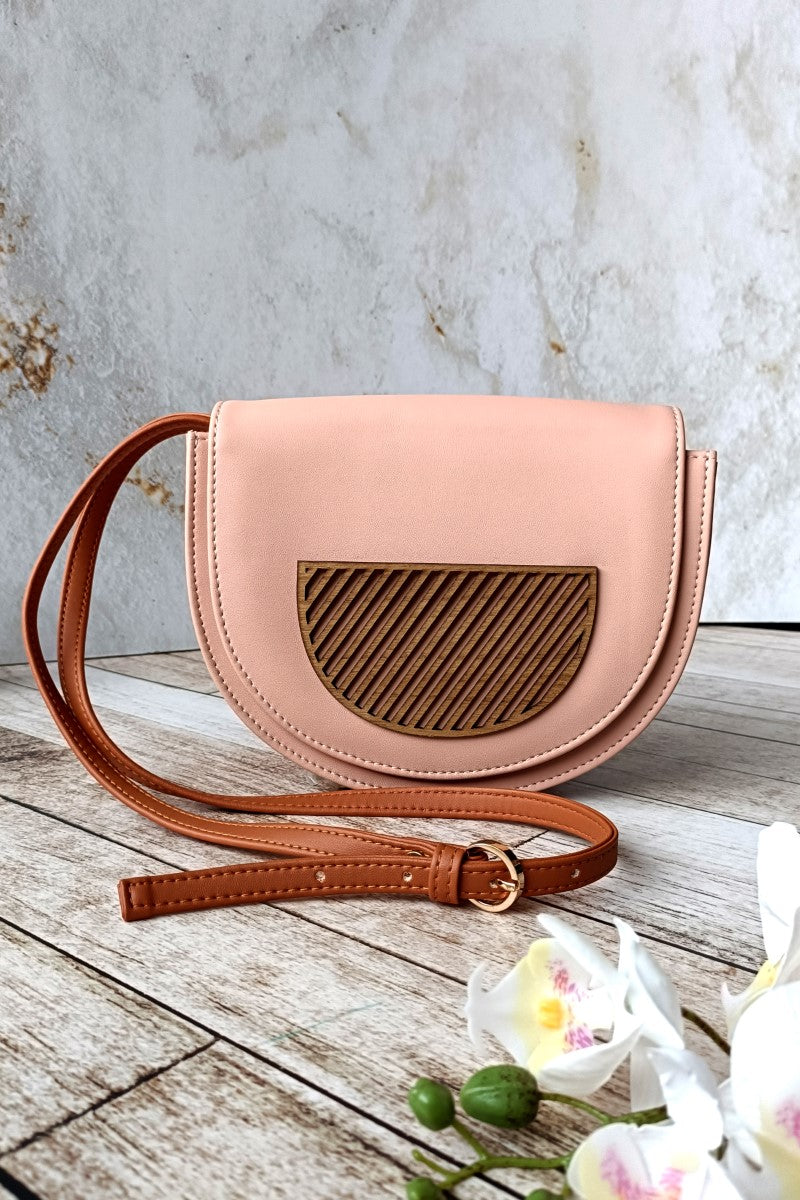 Half Circle Sling Bag With Applique Detail