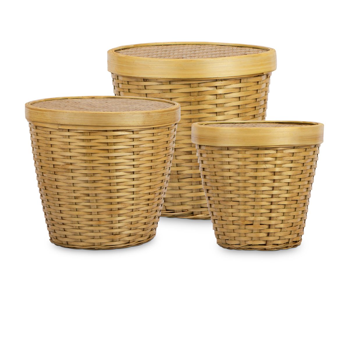 Bamboo Handmade Multipurpose Box Conical (Set Of 3)