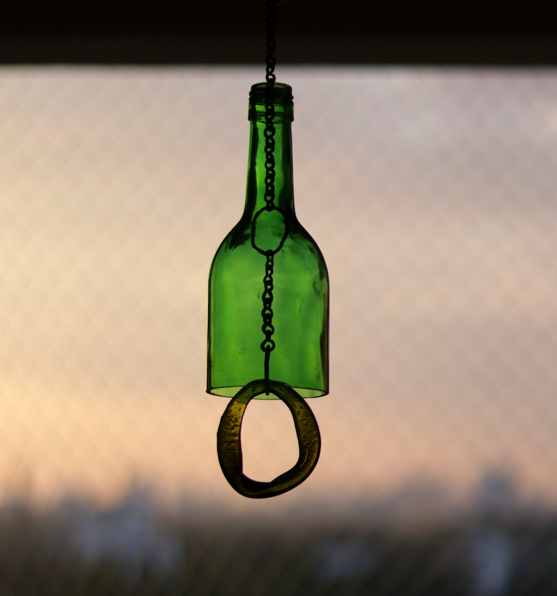 Green Upcycled Bottle Windchime