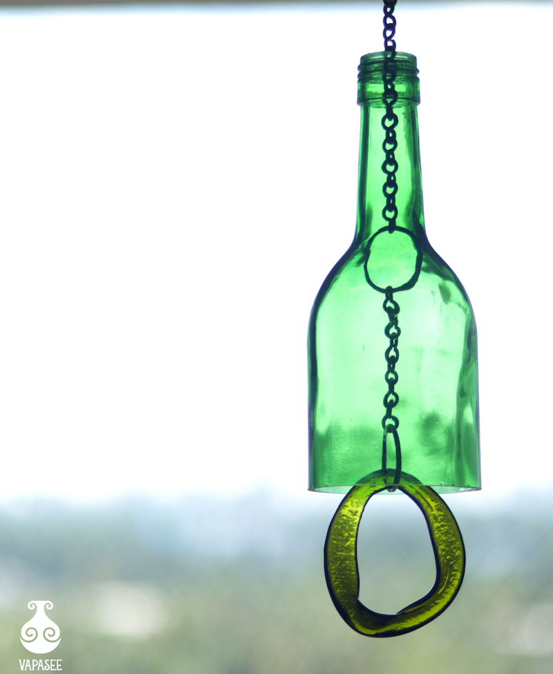 Green Upcycled Bottle Windchime
