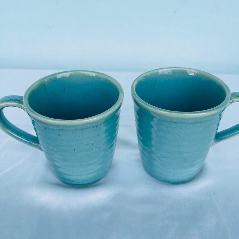 Green Ceramic Swirly Mugs (Set of 2)