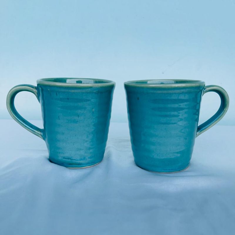Green Ceramic Swirly Mugs (Set of 2)