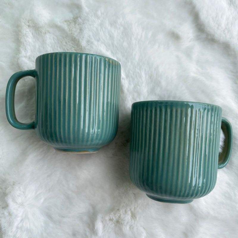 Glazed Lined Coffee Mugs (Set of 2)