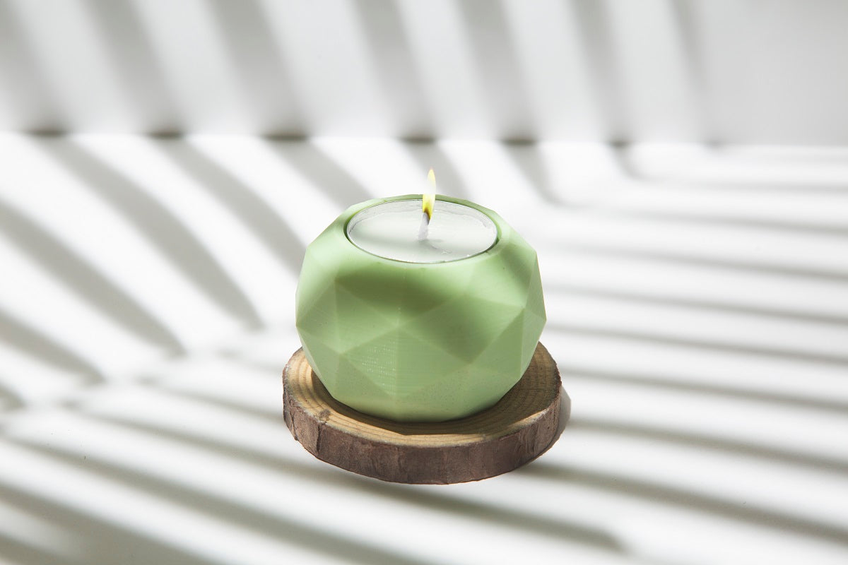 Mint Aurora Resin Candle Holder with Tea Light