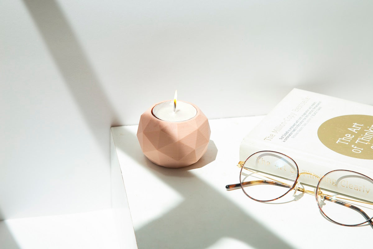 Peach Aurora Handmade Resin Candle Holder with Tealight