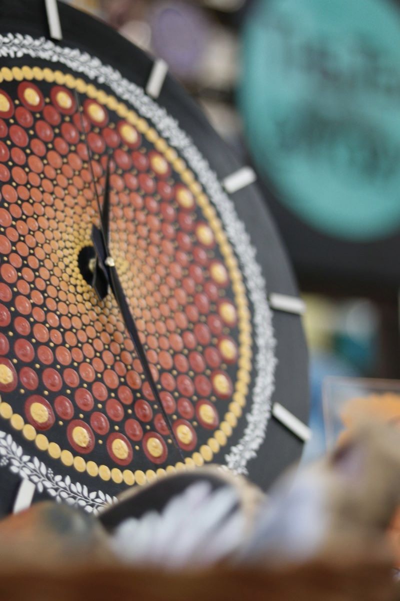Hand Painted Dot Mandala Wall Clock