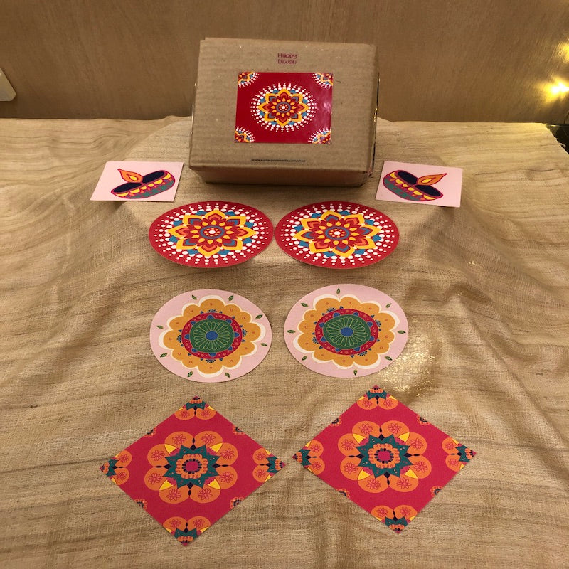 Floral Diwali Highlights on Canvas Circle (Pack of 2/4/6)