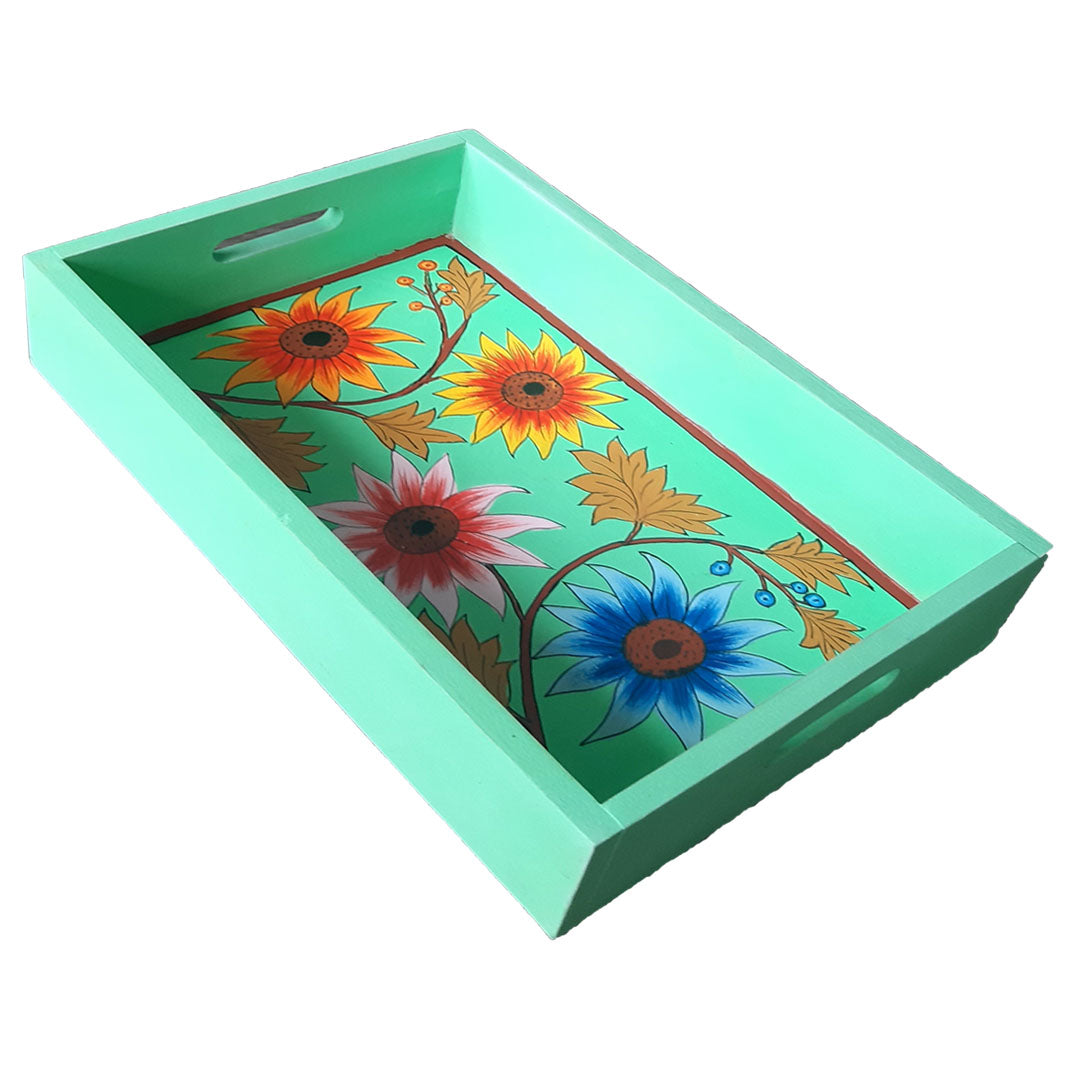Mint Green Hand Painted Wooden Tray