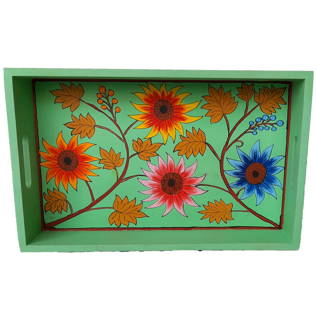 Mint Green Hand Painted Wooden Tray