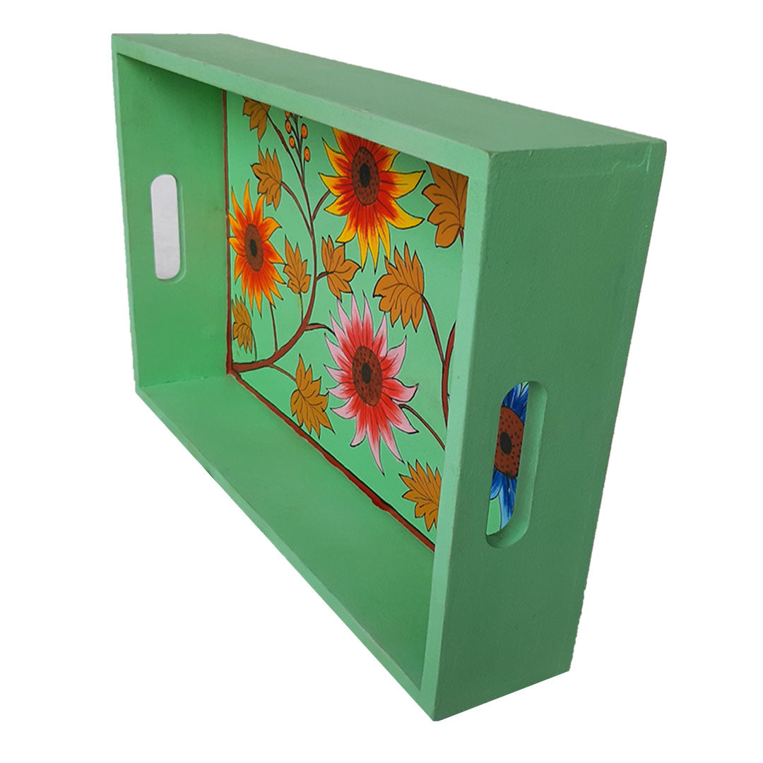 Mint Green Hand Painted Wooden Tray