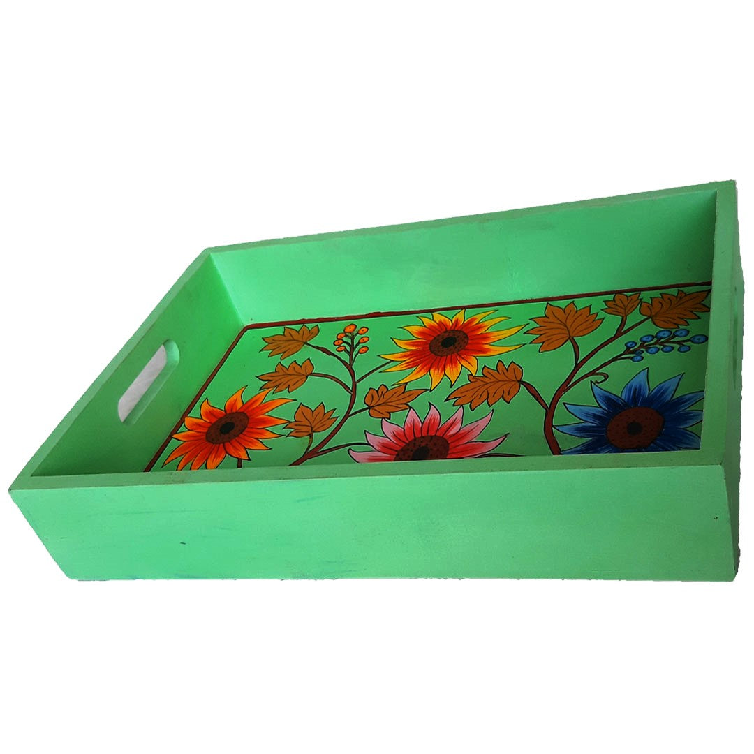 Mint Green Hand Painted Wooden Tray