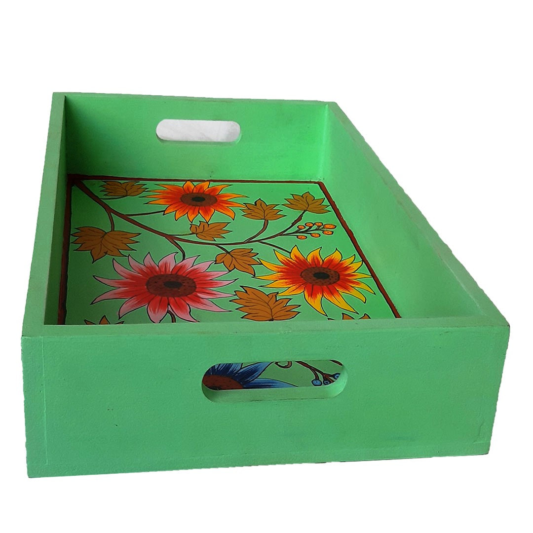 Mint Green Hand Painted Wooden Tray