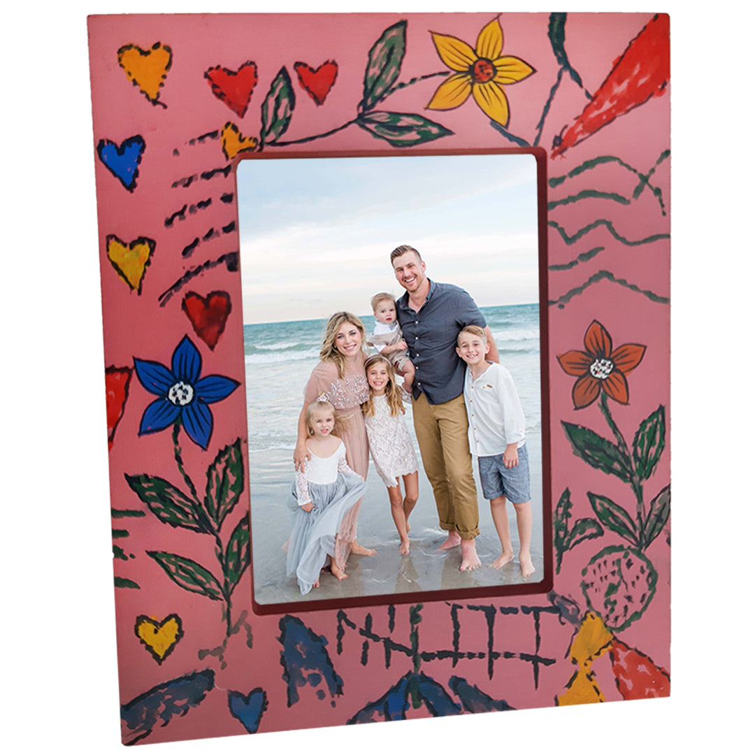 Hand Painted Pink Photo Frame