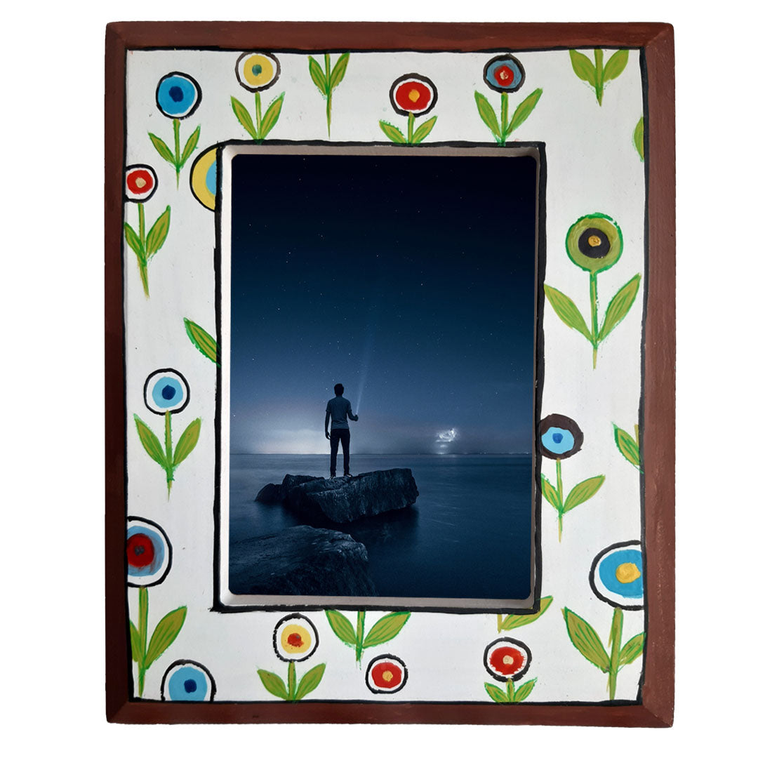 White Hand Painted Photo Frame
