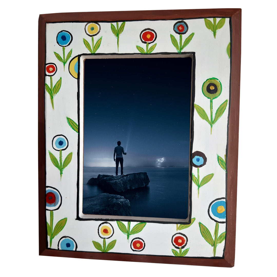 White Hand Painted Photo Frame