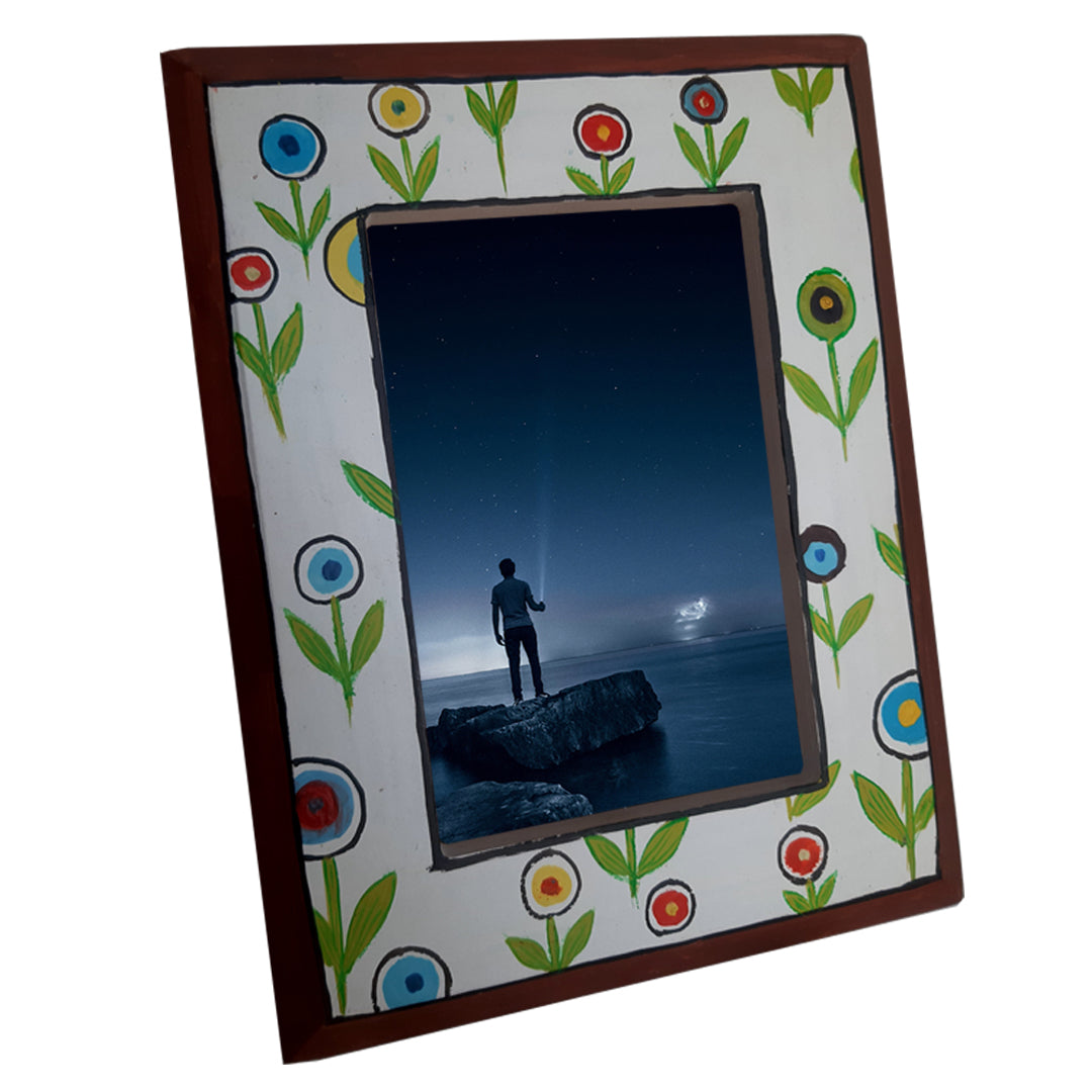 White Hand Painted Photo Frame