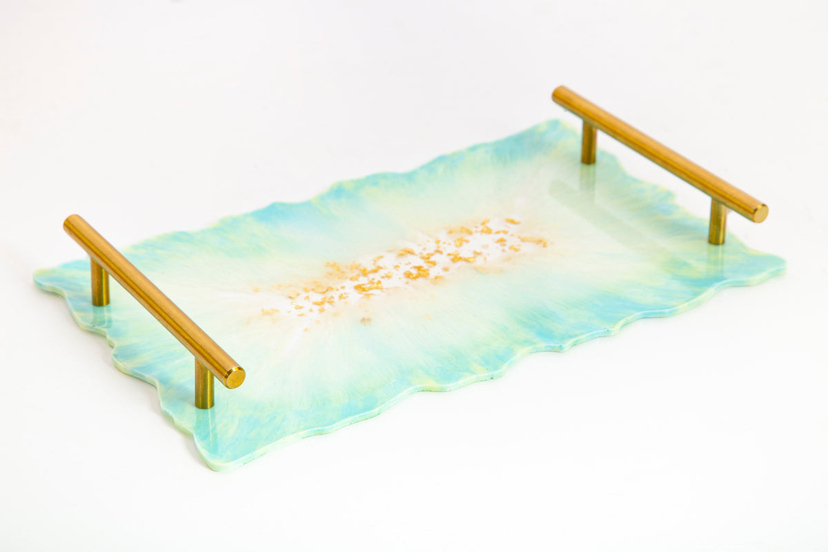 Blue Lily Resin Serving Tray