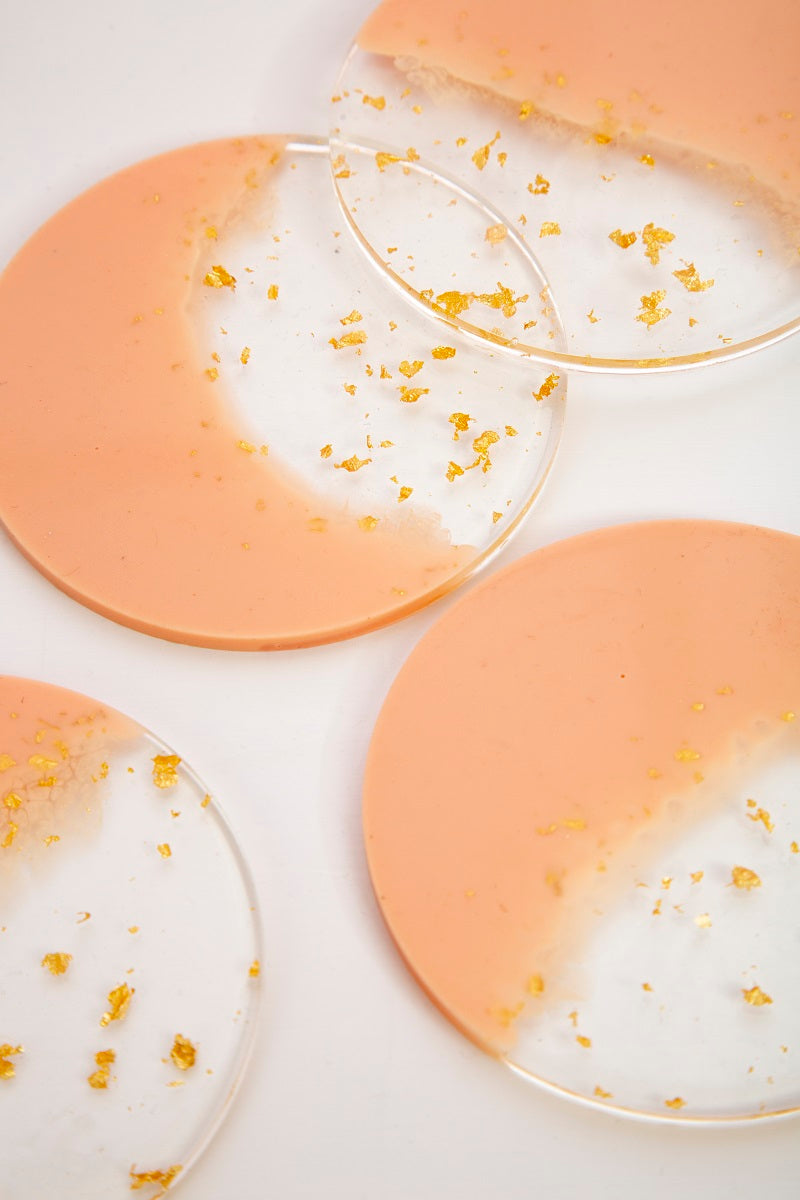 Blush Orange Resin Coasters (Set of 4)