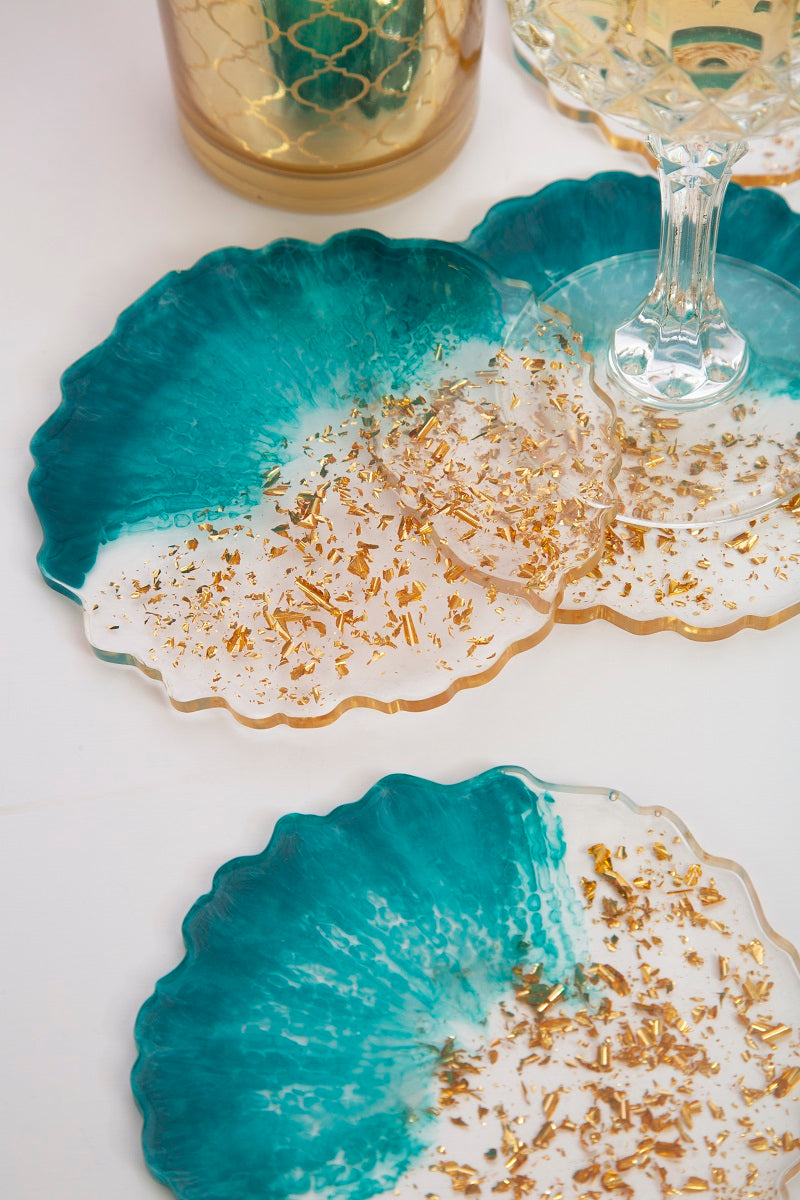 Pine Green Resin Coasters (Set of 4)