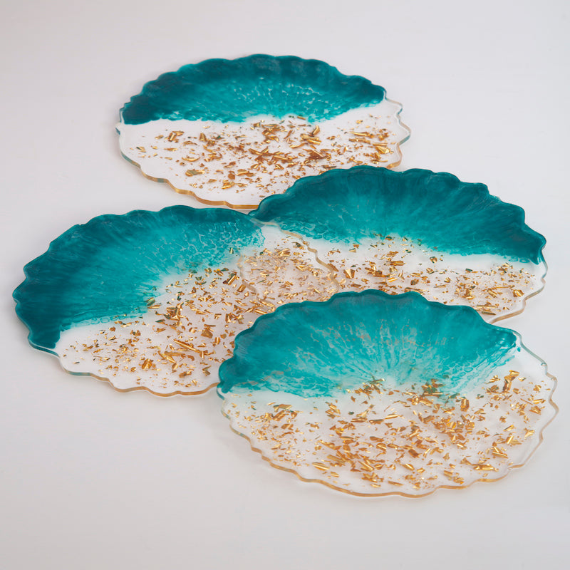 Pine Green Resin Coasters (Set of 4)